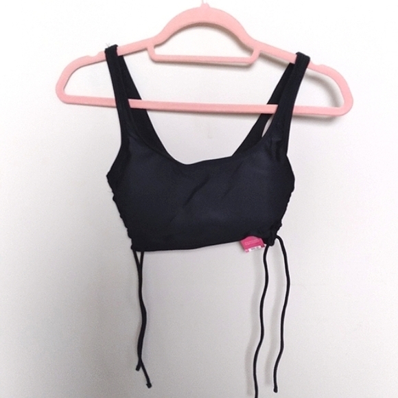 Xhilaration Black Square Neck Ruched Side Tie Bikini Top Size Small New with Tag - Picture 1 of 7